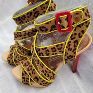 NEW Jessica Simpson Leopard Neon Green Heels